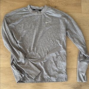 Nike Grey Long Sleeve Crew Top with Swoosh